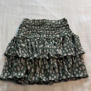 Green Floral Women's Skirt